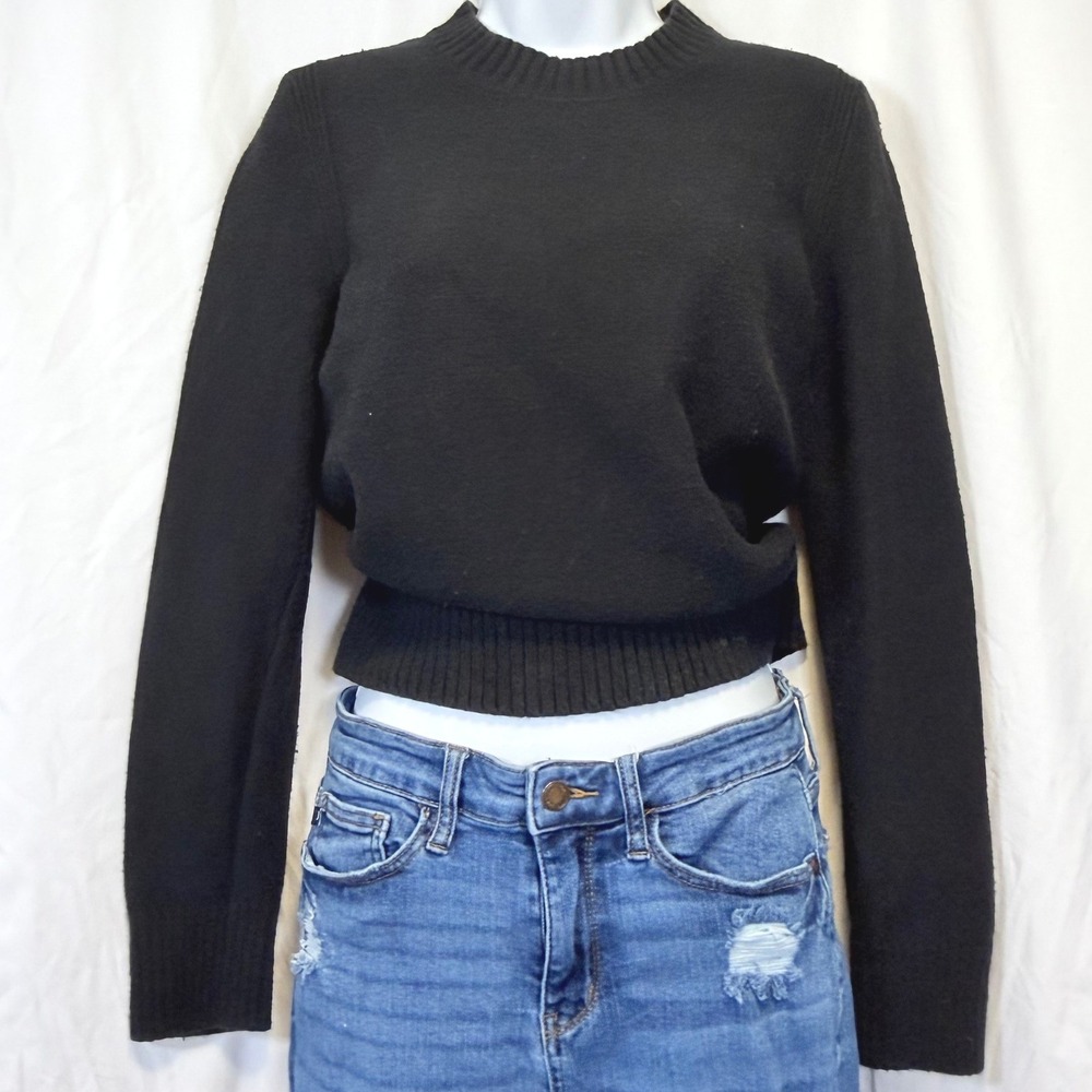 Banana Republic Sweater Crewneck‎ Solid Black Cotton Blend Size M
